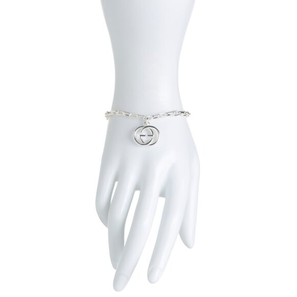 GUCCI Silver Made In Italy Sterling Silver Logo Charm Bracelet - Picture 2 of 2